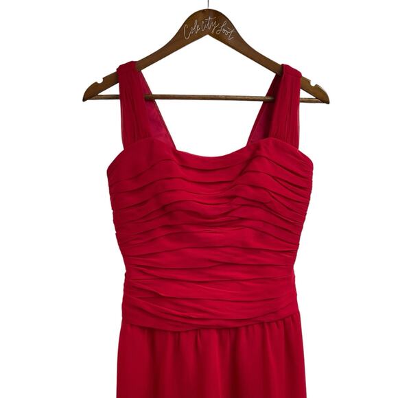Andrea Polizzi For Rex Lester Red Silk Dress Size 8 Sleeveless USA Vintage - Picture 2 of 10